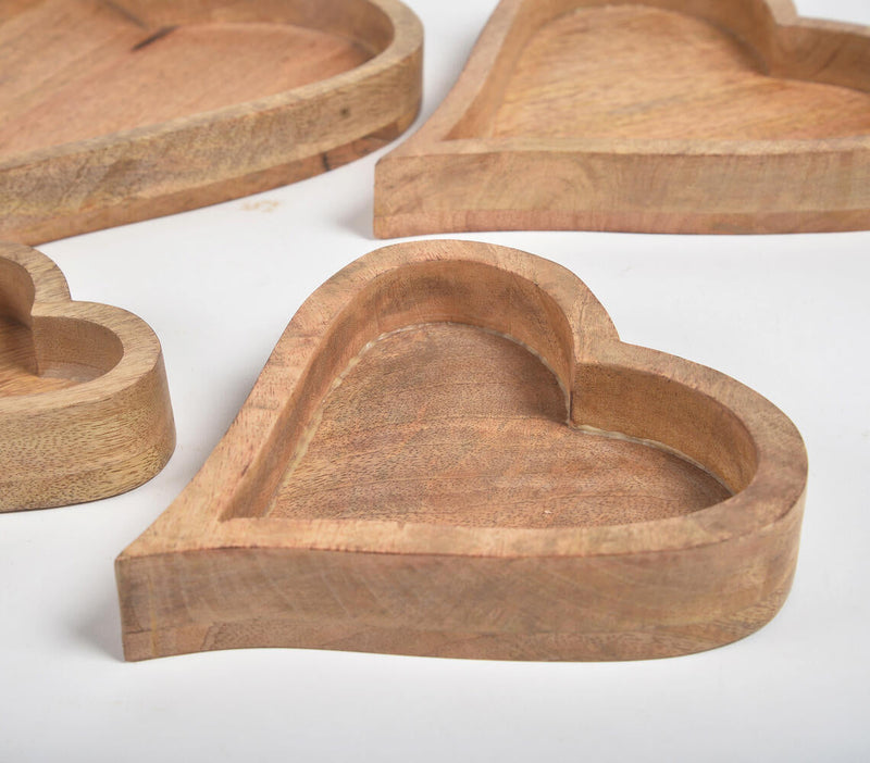 Heart-Shaped Mango Wood Nesting Trays (set of 4)