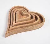 Heart-Shaped Mango Wood Nesting Trays (set of 4)