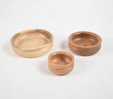 Turned acacia Wood Nesting Snack Bowls (set of 3)