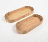 Classic Mango Wood Oblong Trays (set of 2)
