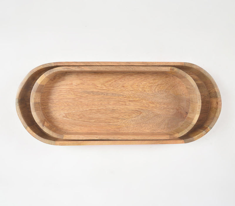 Classic Mango Wood Oblong Trays (set of 2)