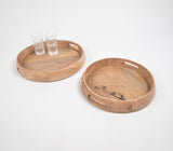 Raw Mango Wood Round Trays (set of 2)