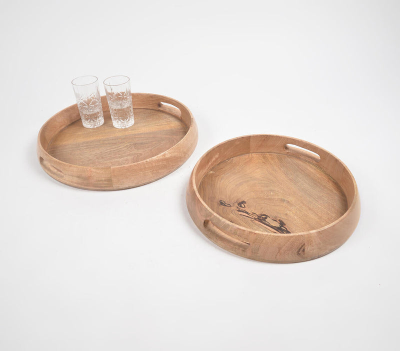 Raw Mango Wood Round Trays (set of 2)