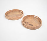 Raw Mango Wood Round Trays (set of 2)