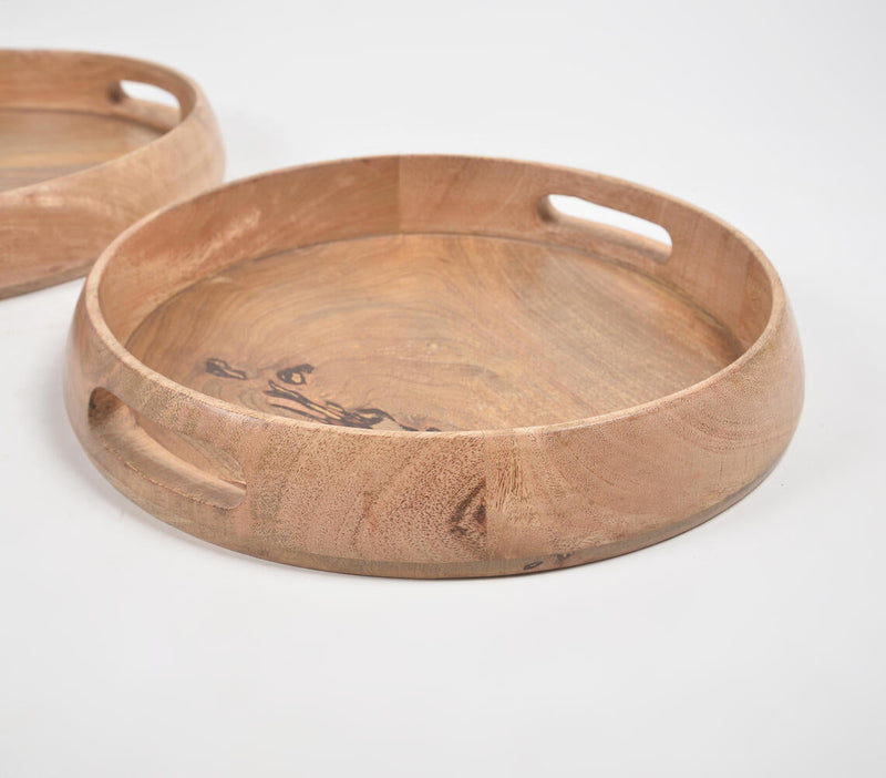 Raw Mango Wood Round Trays (set of 2)