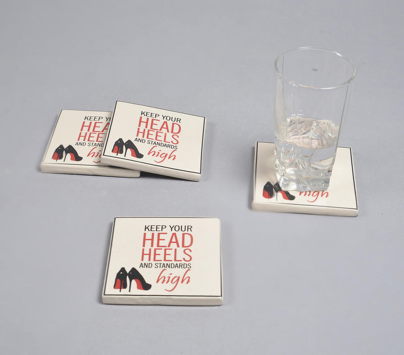High Standards' Sassy Typographic Ceramic Coasters (Set of 4)