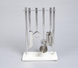 Silver-Toned Stainless Steel Bar Tools with Stand (Set of 4)