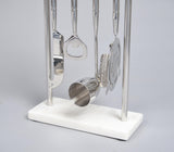 Silver-Toned Stainless Steel Bar Tools with Stand (Set of 4)