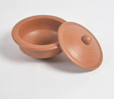 Terracotta Pottery Ribbed Curd Setter with Lid