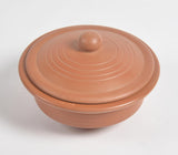 Terracotta Pottery Ribbed Curd Setter with Lid