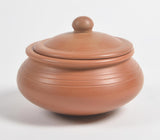 Terracotta Pottery Ribbed Pot Curd Setter with Lid