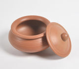 Terracotta Pottery Ribbed Pot Curd Setter with Lid