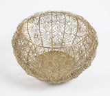Antique Gold-Toned Coiled Floral Iron Fruit Bowl