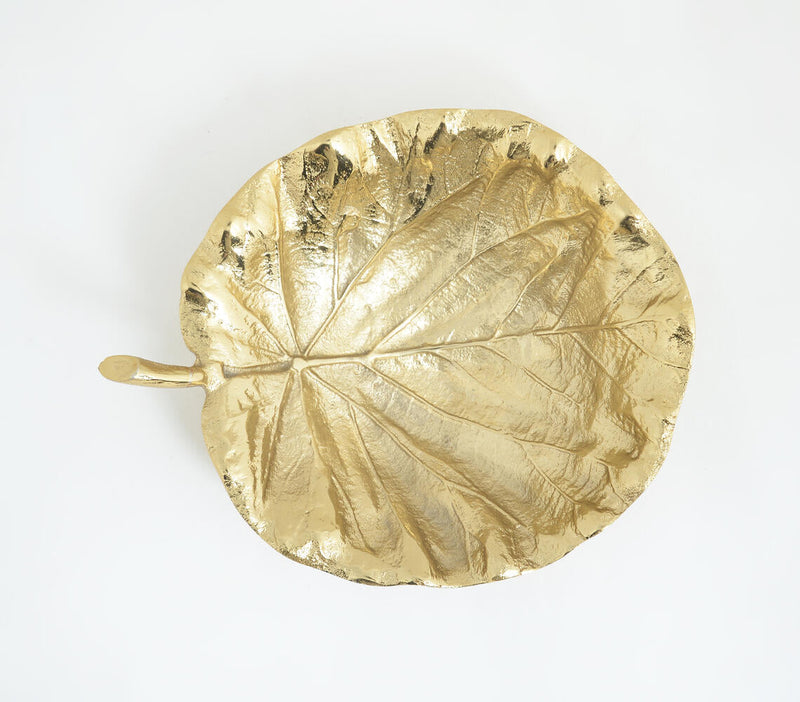 Gold-toned Glossy Aluminium Leaf Tray