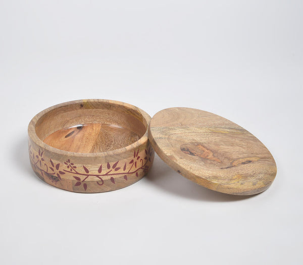 Hand Painted Wooden Floral Storage Box