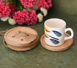 Button-Shaped Mango Wood Turned Coasters (Set of 4)
