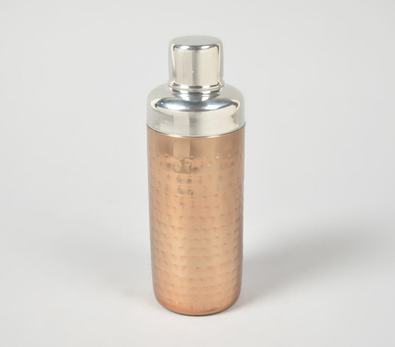 Hand Beaten Copper-Toned Stainless Steel Cocktail Shaker & Peg Measurer