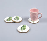 Enamelled Wooden Botanical Leaf Coasters (Set Of 4)