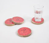 Watermelon Enamelled Wooden Coasters (Set Of 4)