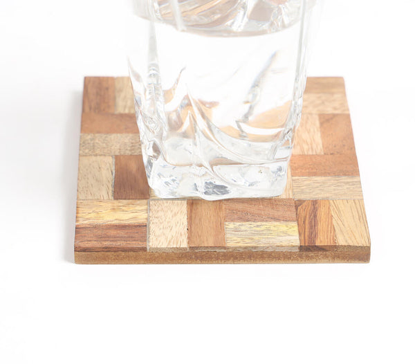 Wooden Puzzle-Block Coasters (Set Of 4)