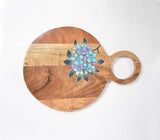 Acacia Wood Chopping Board with Hand painted Violets