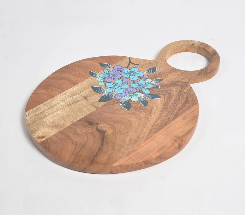 Acacia Wood Chopping Board with Hand painted Violets
