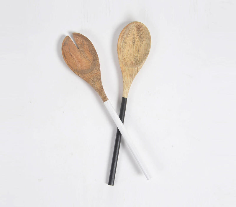 Monotone Enamelled Mango Wood Salad Servers