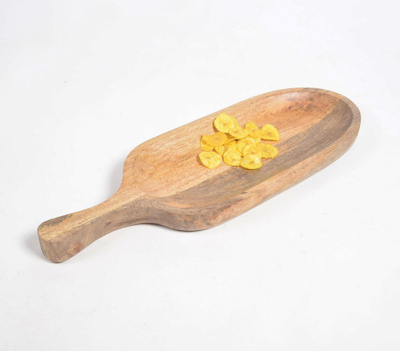 Hand Cut Mango Wood Oblong Paddle Server