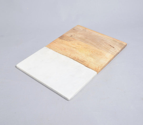 Colorblock White Stone & Wood Chopping Board