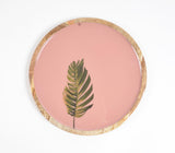 Tropical Leaf Enamelled & Turned Wooden Plate