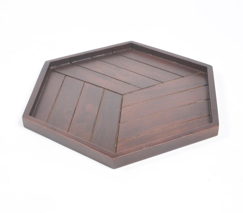 Hexagonal Hand Cut Wooden Serving Tray