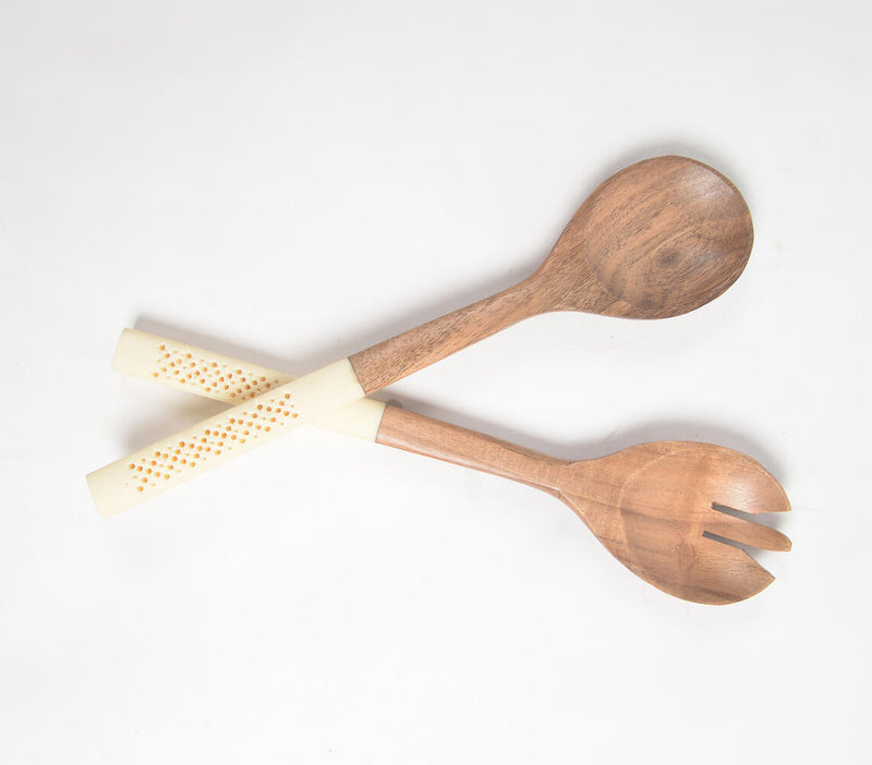 Hand carved wooden Salad Spoons
