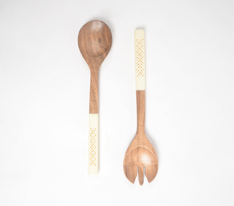 Hand carved wooden Salad Spoons