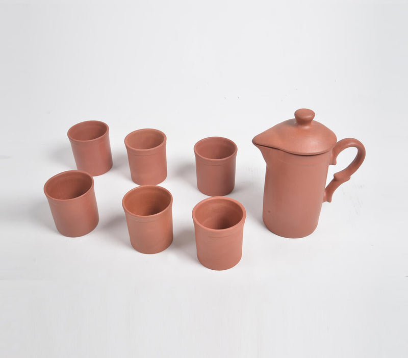 Terracotta Drink Dispenser & Pitchers (Set of 6 glasses & 1 jug)