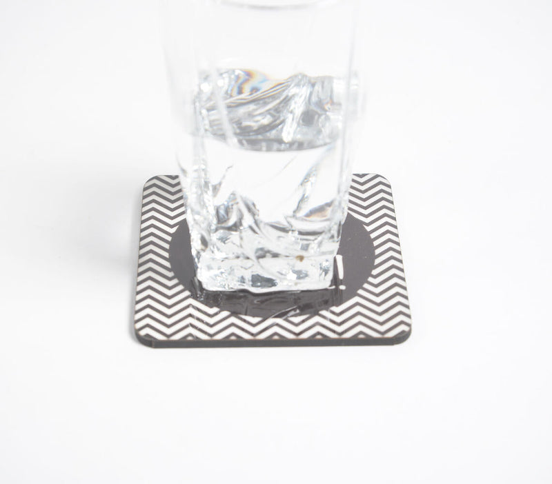 Clink! Clink! MDF Monochrome Coasters (Set of 2)