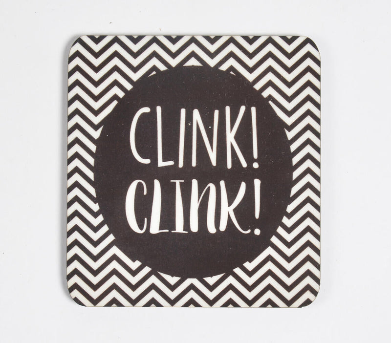 Clink! Clink! MDF Monochrome Coasters (Set of 2)