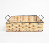 Classic Square Handwoven Cane & Iron Tray