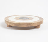 Monochromatic Concentric Circle Painted Wooden Cake Stand