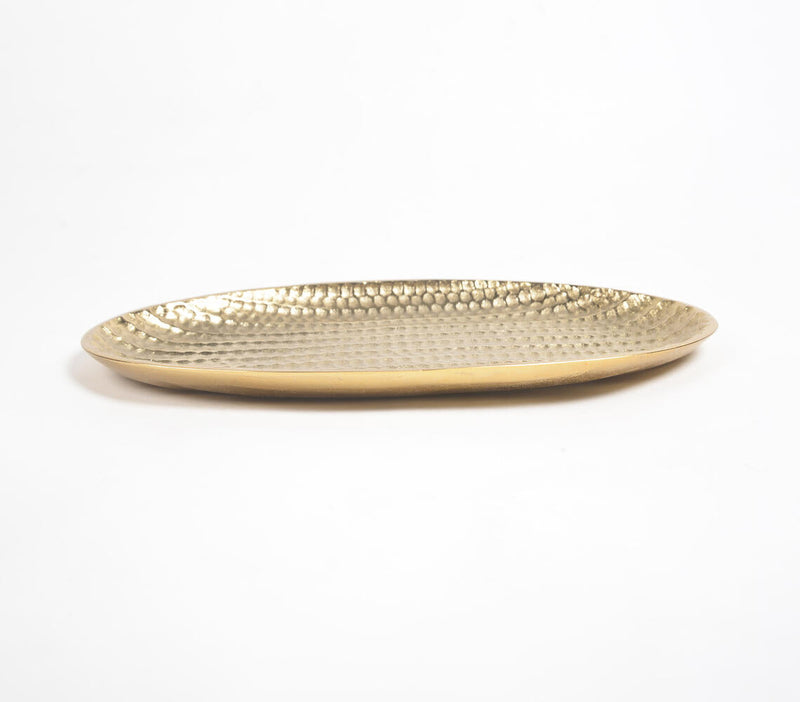 Honeycomb Textured Gold-Toned Oval Aluminium Plate