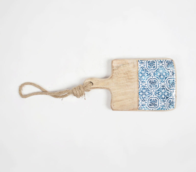 Meena Print Blue Wooden Cheeseboard