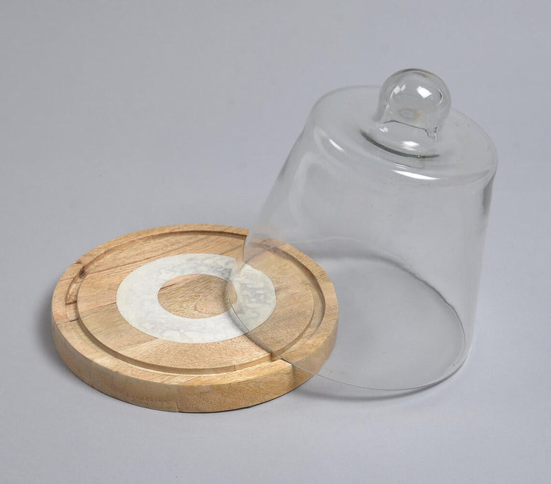 Classic Wooden Cake Stand With Glass Cloche