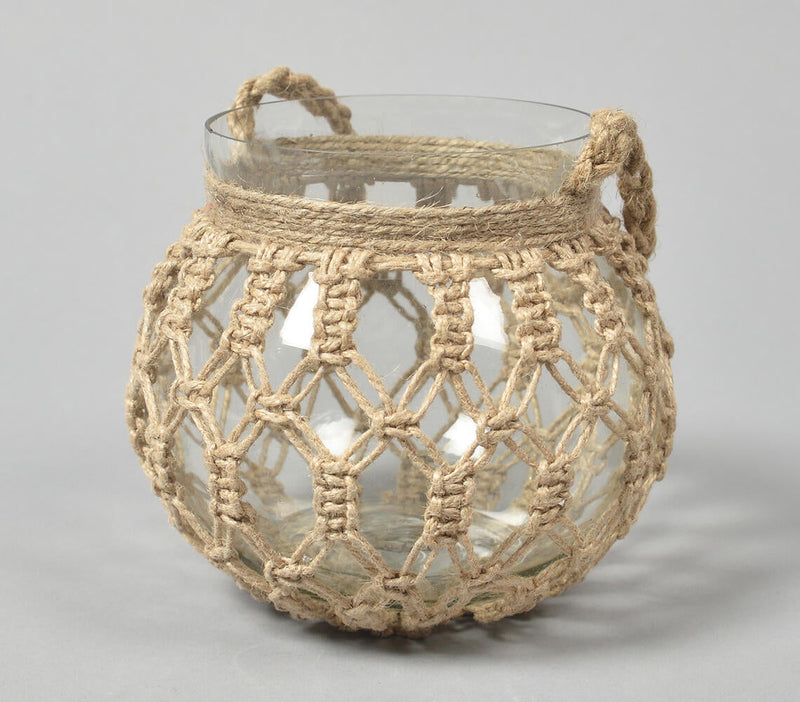Hand Knotted Jute & Glass Jar Candle Holders (Set of 2)