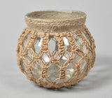 Hand Knotted Jute & Glass Jar Candle Holders (Set of 2)