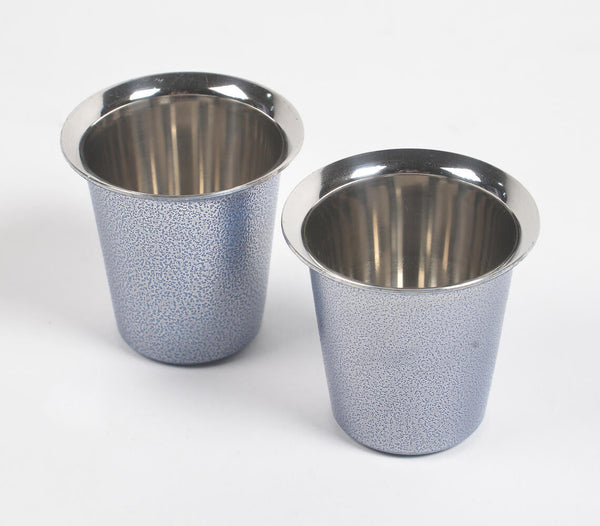 Handmade Stainless Steel Blue Coffee Glass (Set of 2)