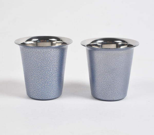Handmade Stainless Steel Blue Coffee Glass (Set of 2)