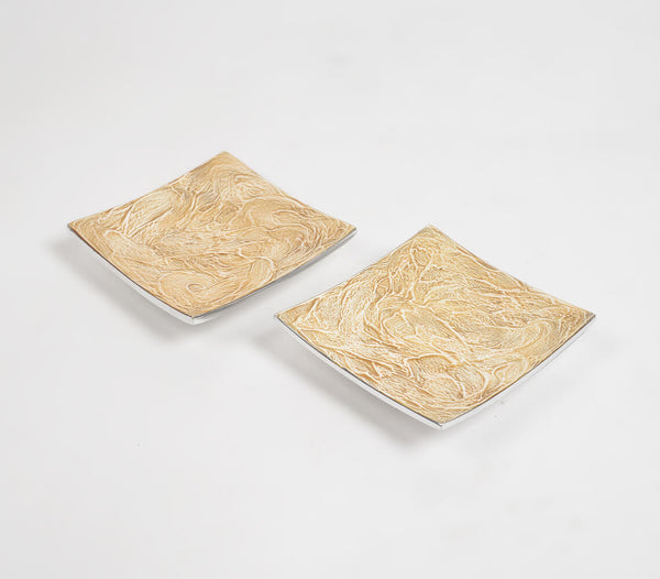 Textured Aluminium Square Plate (Set of 2)