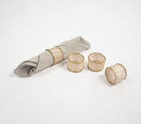Handmade Cane & Brass Round Napkin Ring (Set of 4)