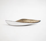 Handmade Golden Boat-Shaped Textured Serving Platter