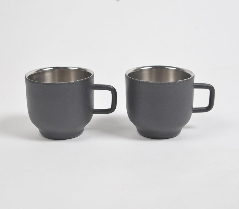Matte Black Stainless Steel Tea Cups (Set of 2)