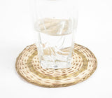 Handwoven Brass & Cane Concentric Coasters (Set of 3)